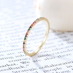 Micro Zircon Colourful Rainbow Ring