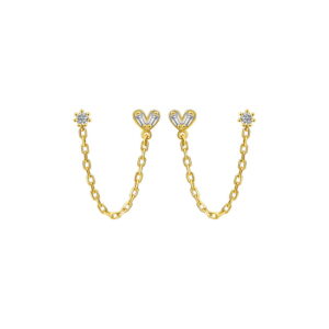 Star & Heart Chain Link Earring