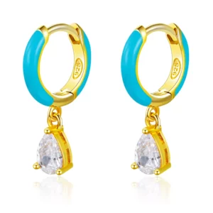 Enamel Huggie with Cz Stone