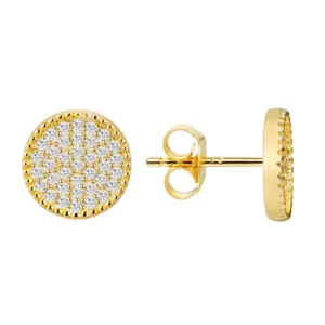 14kt Gold Plated Stud Earring with Zirconia