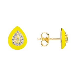 Enamel Drop Shape Earring Stud