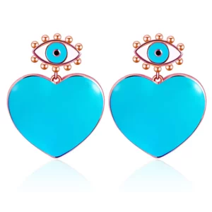 Enamel Pendant Big Heart Earring