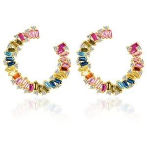 Rainbow Cz Stone Stub Earring