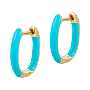 Classic Enamel Ocean Blue Hoops Earrings