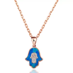 Bule Opal Hamsa Hand Necklace