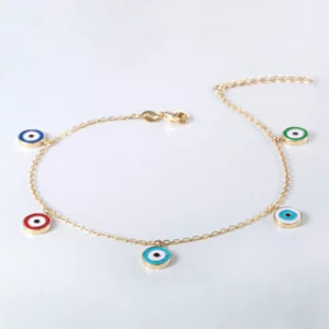 Flowers n Evil Eye Anklet