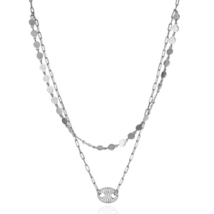 Zircon Layered Chain Necklace